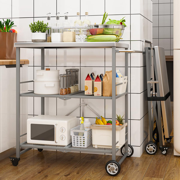 AECOJOY Outdoor Grill Cart Table, Stainless Steel Pizza Oven Stand